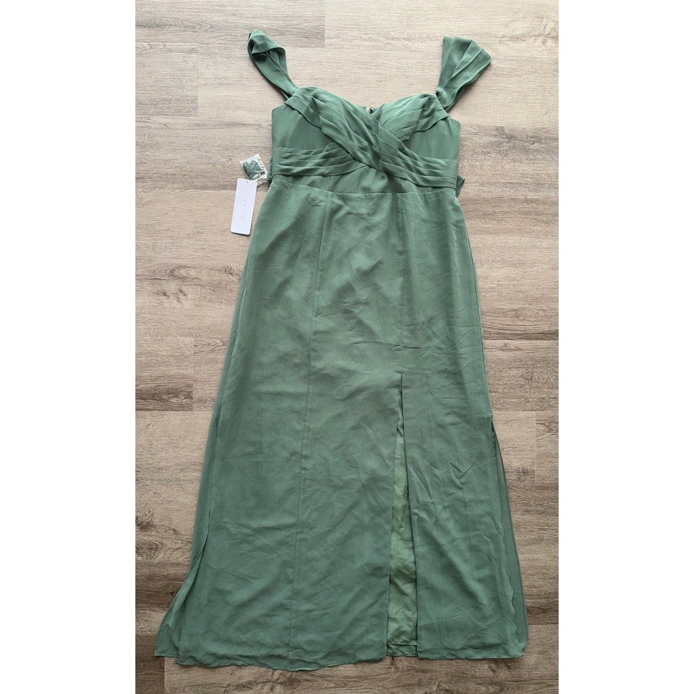 NWT Azazie Women's Joretta Eucalyptus Bridesmaid Prom Floor Length Dress, 16